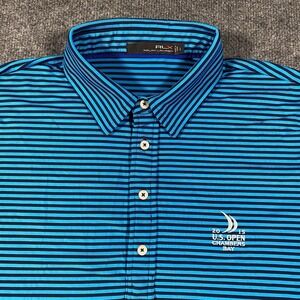 Ralph Lauren RLX Striped Golf Stretch Polo Shirt Mens Large US Open Chambers Bay